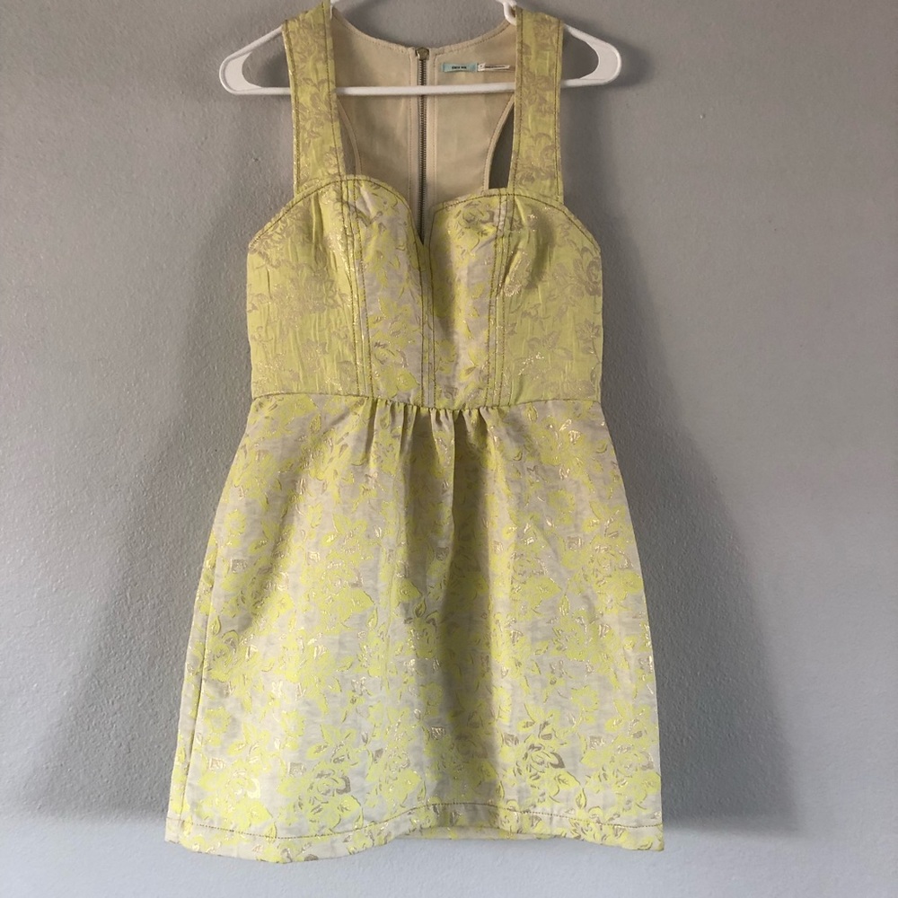 Kimchi Blue Yellow & Gold Jacquard dress